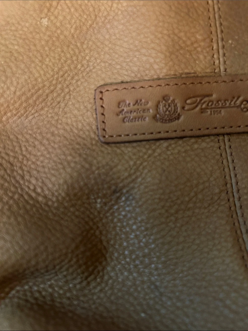 Classic Tan Leather Shoulder Bag By Fossil